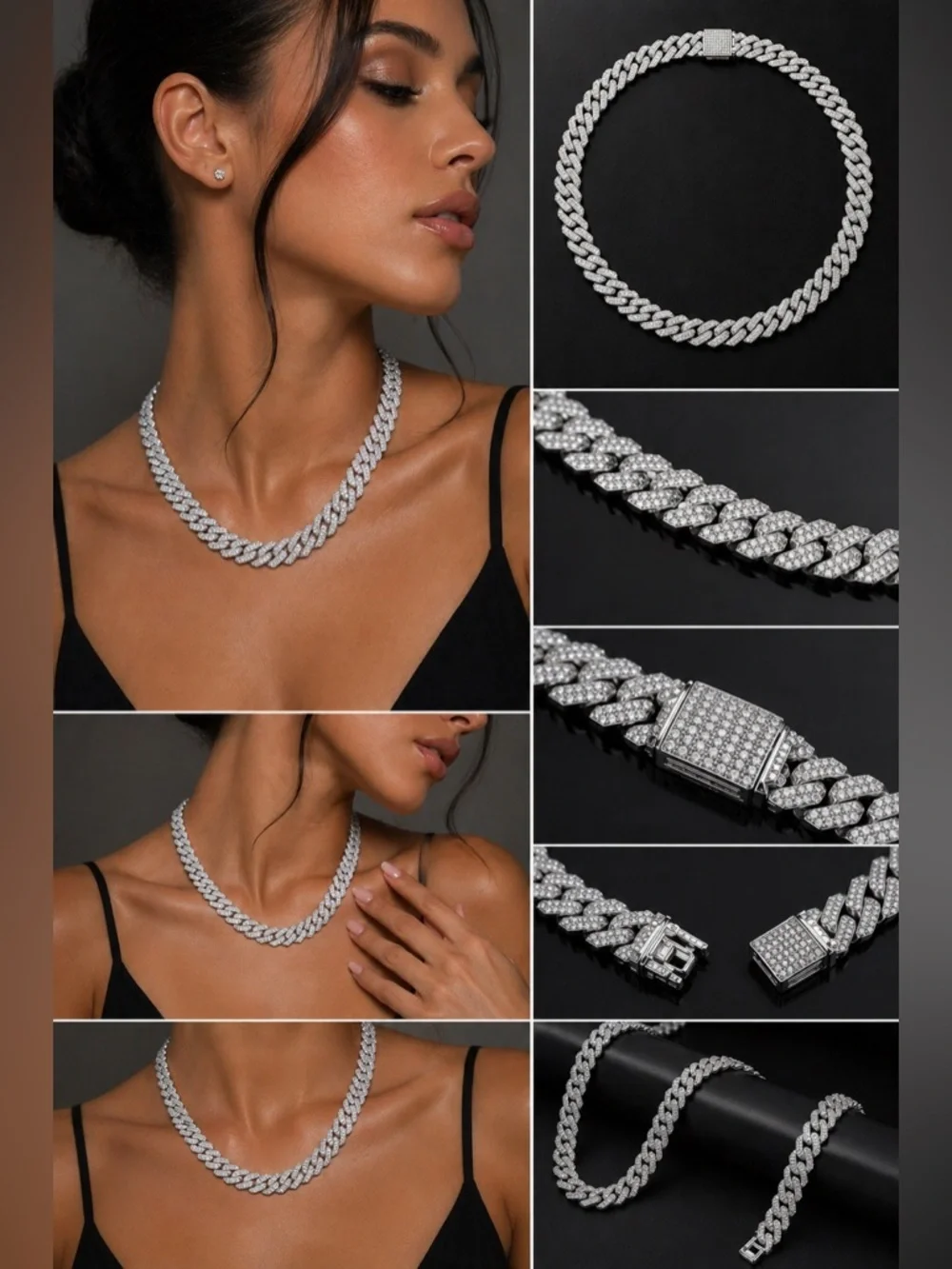 18” Iced Out CubanLink Chain Moissanite VVS Diamond Look Unisex Hip Hop Necklace